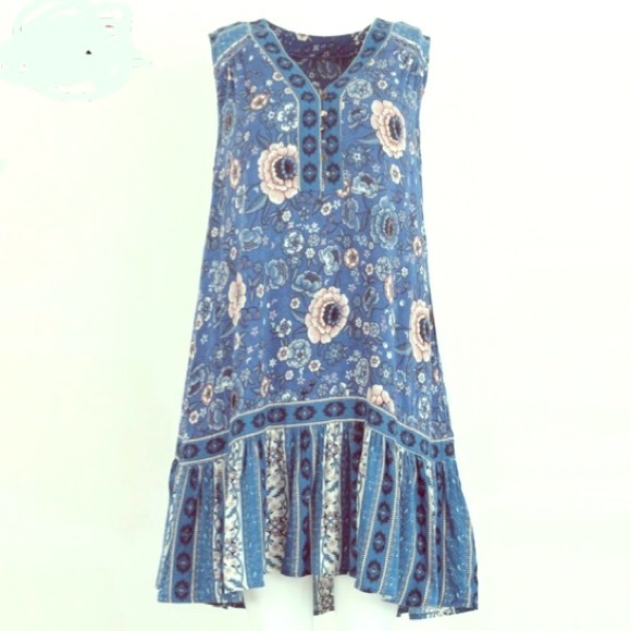 Blue floral sleeveless dress - Picture 2 of 8